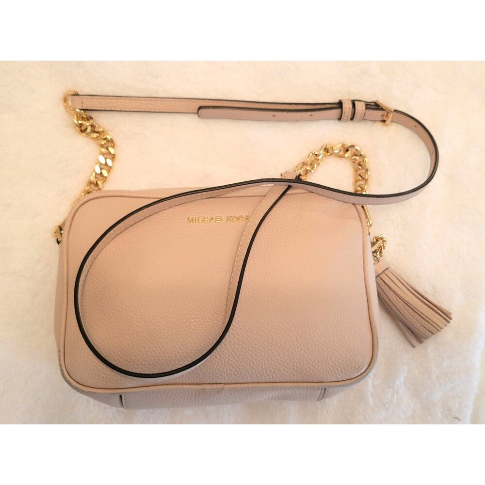 Michael Kors Ginny Leather Crossbody Bag With Chain Strap & Tassel Mauve Small